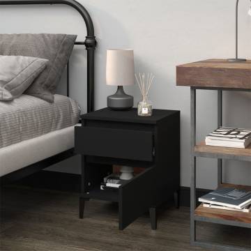 Stylish Black Bedside Cabinet - 40x35x50 cm | Hipo Market