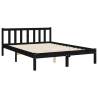 Black Small Double Bed Frame with Headboard - Solid Wood