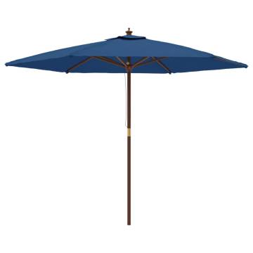 Garden Parasol with Wooden Pole - Azure Blue 299x240 cm