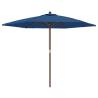 Garden Parasol with Wooden Pole - Azure Blue 299x240 cm