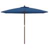 Garden Parasol with Wooden Pole - Azure Blue 299x240 cm