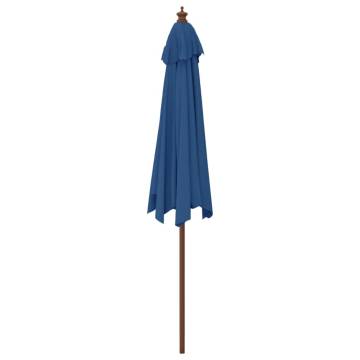 Garden Parasol with Wooden Pole - Azure Blue 299x240 cm