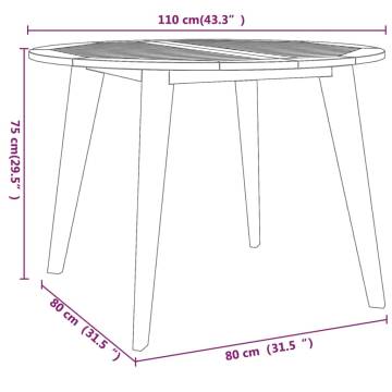 Garden Table Ø110x75 cm Solid Acacia Wood | HipoMarket