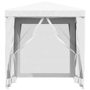 Durable 2x2m Party Tent with Mesh Sidewalls - White