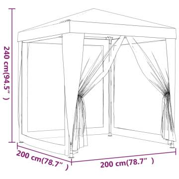 Durable 2x2m Party Tent with Mesh Sidewalls - White