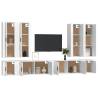 Stylish 8 Piece White TV Cabinet Set - Engineered Wood