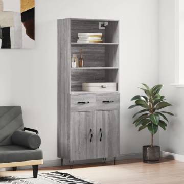 Stylish Highboard Grey Sonoma - 69.5x34x180 cm | HipoMarket