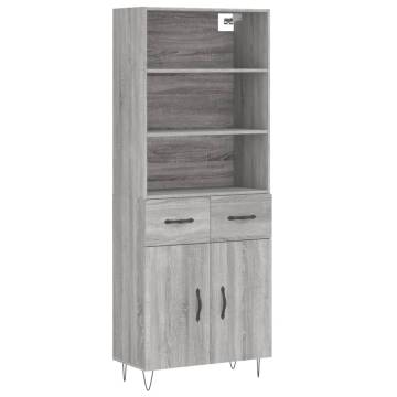 Stylish Highboard Grey Sonoma - 69.5x34x180 cm | HipoMarket