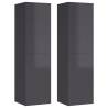 High Gloss Grey TV Cabinets - 2 pcs | Stylish Storage Solution