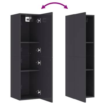 High Gloss Grey TV Cabinets - 2 pcs | Stylish Storage Solution