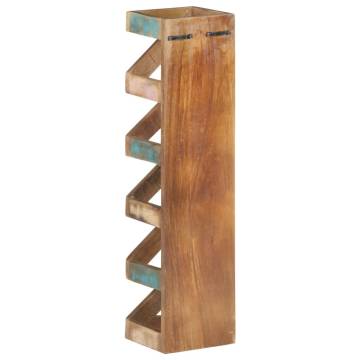 Stylish Wine Rack for 5 Bottles - Solid Reclaimed Wood