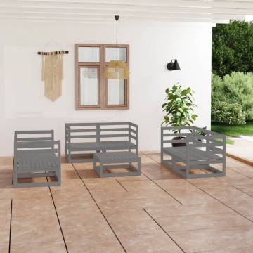 7 Piece Grey Garden Lounge Set - Solid Pinewood Furniture