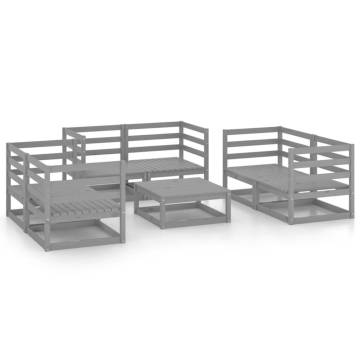 7 Piece Grey Garden Lounge Set - Solid Pinewood Furniture