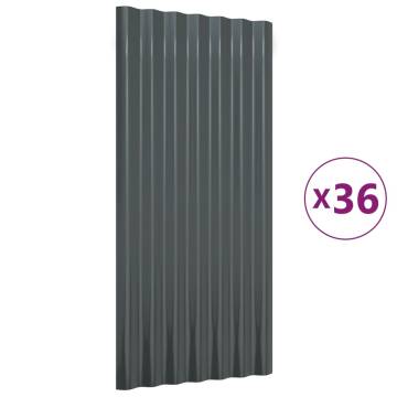 Roof Panels 36 pcs Powder-coated Steel Anthracite 80x36 cm