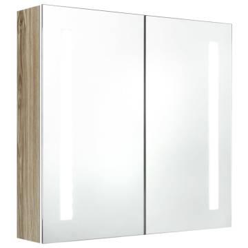 LED Bathroom Mirror Cabinet White & Oak 62x14x60 cm