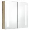 LED Bathroom Mirror Cabinet White & Oak 62x14x60 cm