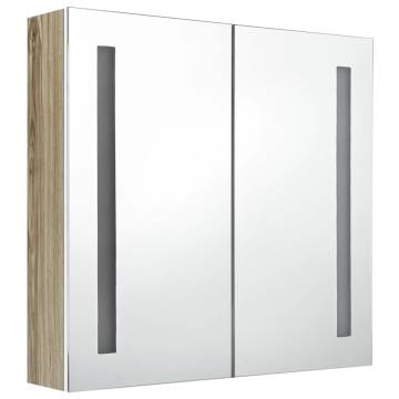 LED Bathroom Mirror Cabinet White & Oak 62x14x60 cm