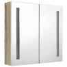 LED Bathroom Mirror Cabinet White & Oak 62x14x60 cm