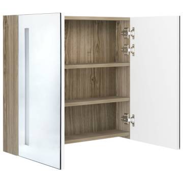 LED Bathroom Mirror Cabinet White & Oak 62x14x60 cm