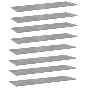 Bookshelf Boards 8 pcs Concrete Grey - Durable Storage Solution