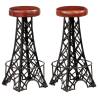 Bar Stools 2 pcs Real Leather - Industrial Style Seating