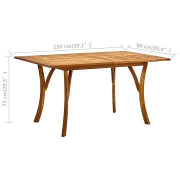 Stylish Garden Table - Solid Acacia Wood 150x90x75 cm