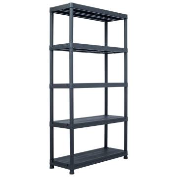 Storage Shelf Rack Black 250kg - Durable Plastic 80x40x180cm