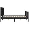 Black Small Double Bed Frame with Headboard - Solid Wood