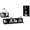 4 Piece Black TV Cabinet Set - Stylish & Practical Storage