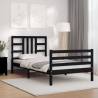 Bed Frame with Headboard Black Single Solid Wood Colour black Size 90 x 190 cm 