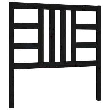 Black Single Bed Frame with Headboard - Solid Pine Wood