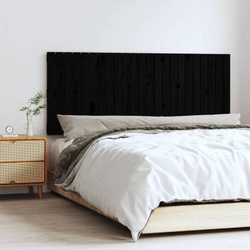 Wall Headboard Black - Solid Pine Wood 147x3x60 cm | Hipo Market