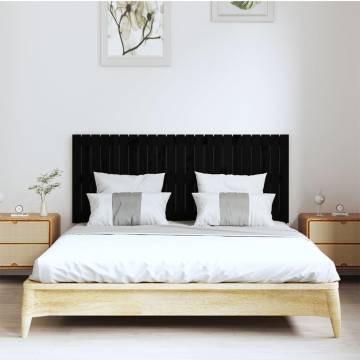 Wall Headboard Black - Solid Pine Wood 147x3x60 cm | Hipo Market