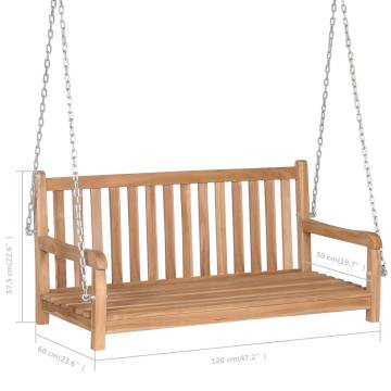 Swing Bench Solid Teak 120x60 cm - Durable Outdoor Furniture