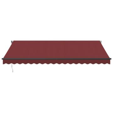 Manual Retractable Awning with LEDs - Burgundy 450x350 cm