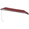 Manual Retractable Awning with LEDs - Burgundy 450x350 cm