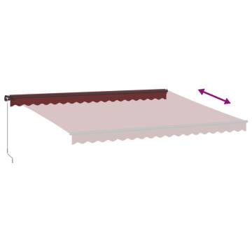 Manual Retractable Awning with LEDs - Burgundy 450x350 cm