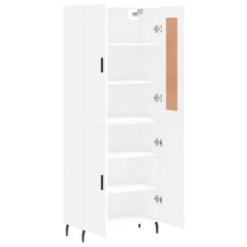 Elegant Highboard in White - 69.5x34x180 cm Engineered Wood