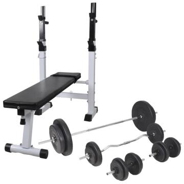 Adjustable Workout Bench & 90 kg Barbell/Dumbbell Set