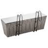 Balcony Raised Beds 2 pcs 50 cm Grey Poly Rattan - Hipo Market