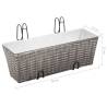 Balcony Raised Beds 2 pcs 50 cm Grey Poly Rattan - Hipo Market