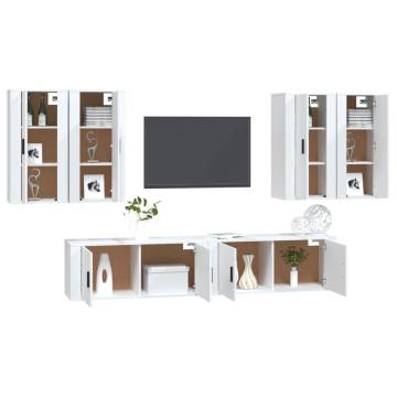 6 Piece White TV Cabinet Set - Stylish & Practical Storage