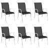 Stackable Garden Chairs 6 pcs Steel and Textilene Black Colour black and grey Quantity in Package 6 Number of 