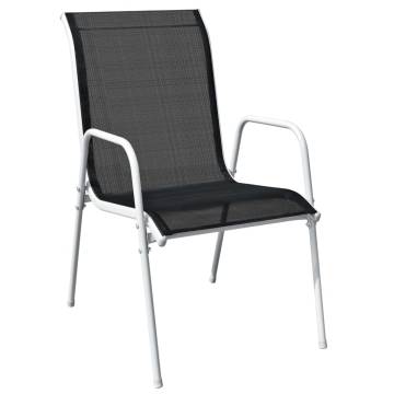 Stackable Garden Chairs Set - 6 Pcs Steel & Textilene Black