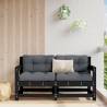 Garden Corner Sofas - 2 pcs Black Solid Wood Pine | Hipo Market