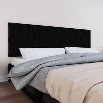 Elegant Black Wall Headboard - Solid Pine 204x3x60 cm