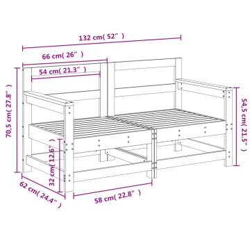 Garden Corner Sofas - 2 pcs Black Solid Wood Pine | Hipo Market