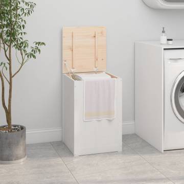 Laundry Box White - Solid Pine Wood 44x44x66 cm | HipoMarket UK