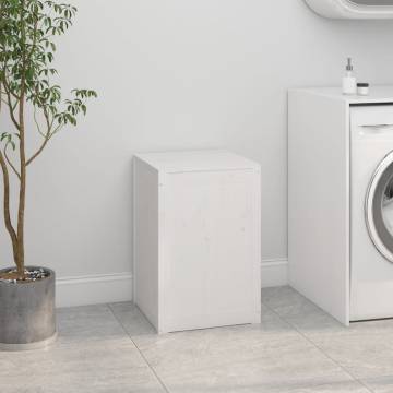 Laundry Box White - Solid Pine Wood 44x44x66 cm | HipoMarket UK