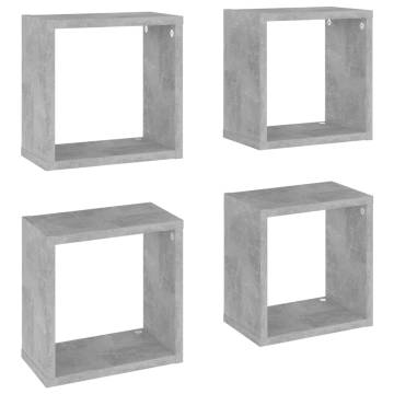 Wall Cube Shelves 4 pcs - Concrete Grey | Hipomarket UK